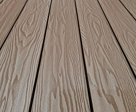 Террасная доска Террапол Смарт 3D Полнотелая без паза 3000 или 2000х130х24 мм, цвет Тик Киото