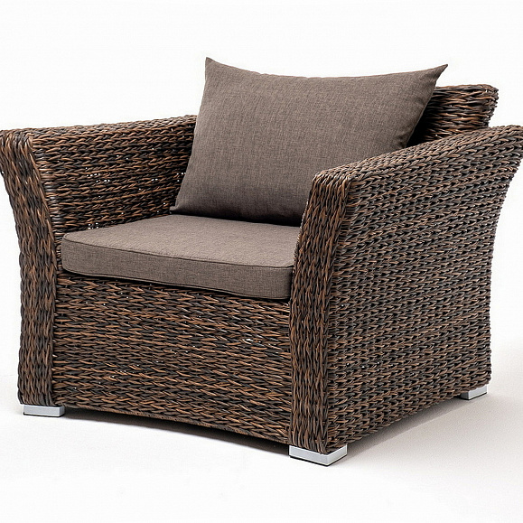 Капучино кресло из искусственного ротанга (гиацинт), цвет коричневый фото 1