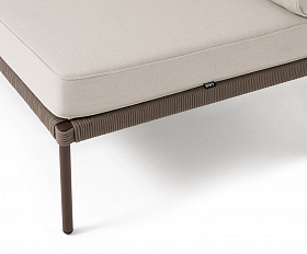 Канны правый модуль плетеный из роупа, каркас алюминий коричневый (RAL8016) муар, роуп коричневый круглый, ткань бежевая 15052