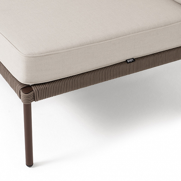 Канны правый модуль плетеный из роупа, каркас алюминий коричневый (RAL8016) муар, роуп коричневый круглый, ткань бежевая 15052 фото 4