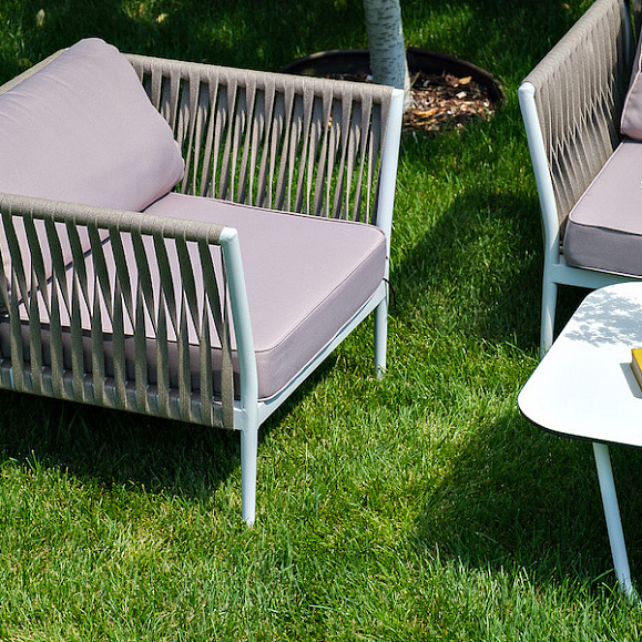 Касабланка лаунж-зона плетеная из роупа 4-местная, цвет серо-коричневый фото 4