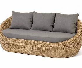 Диван Барселона 4SIS из искусственного ротанга трехместный, цвет соломенный