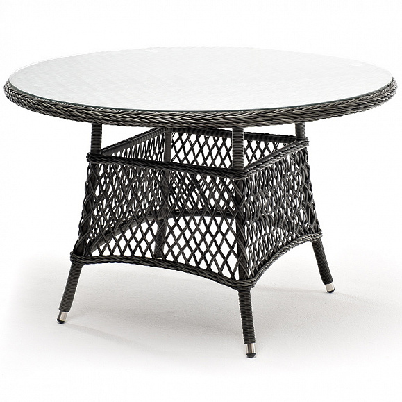 Эспрессо плетеный круглый стол, диаметр 118 см, цвет графит фото 1