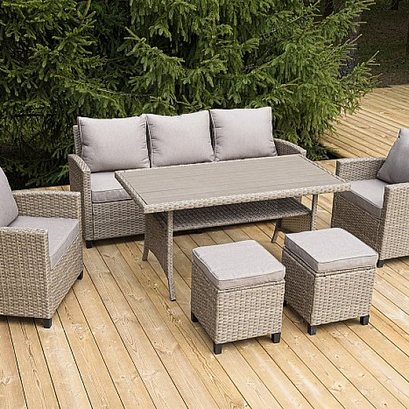 Обеденная Мэдисон 4SIS группа из искусственного ротанга, цвет соломенный фото 1