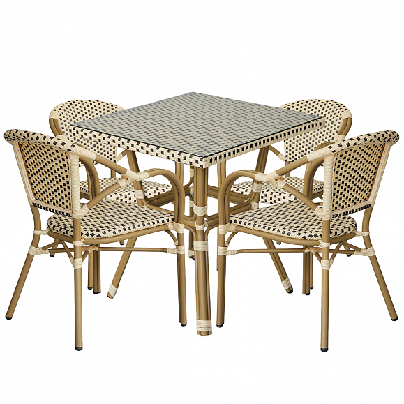 Кабри плетеный стол из искусственного ротанга, цвет бежево-коричневый фото 3