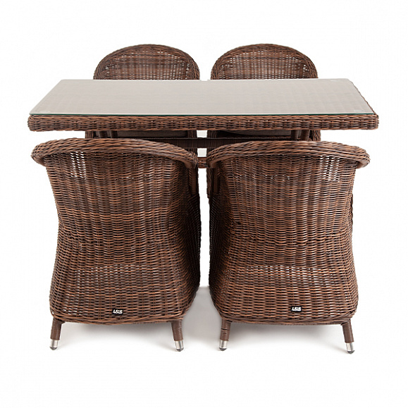 Латте 140 R обеденная группа плетеная, цвет коричневый фото 2