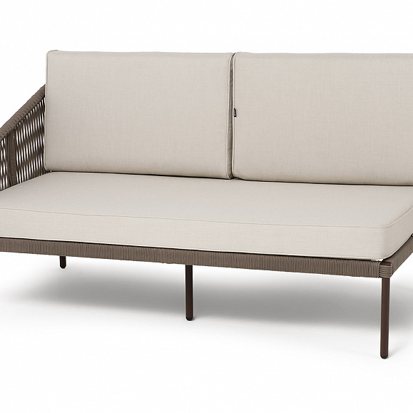 Канны правый модуль плетеный из роупа, каркас алюминий коричневый (RAL8016) муар, роуп коричневый круглый, ткань бежевая 15052 фото 1