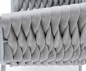 Монако стул плетеный из роупа, каркас алюминий светло-серый (RAL7035) муар, роуп светло-серый 40 мм, ткань светло-серая