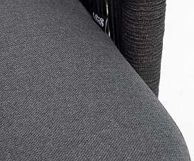 Верона левый модуль плетеный из роупа, каркас алюминий темно-серый (RAL7024) муар, роуп темно-серый круглый, ткань темно-серая 027, L131х89