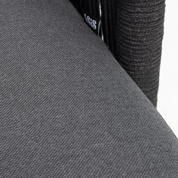 Верона левый модуль плетеный из роупа, каркас алюминий темно-серый (RAL7024) муар, роуп темно-серый круглый, ткань темно-серая 027, L131х89 фото 7