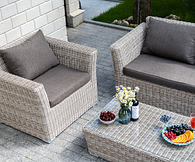 Капучино Сингл лаунж-зона из искусственного ротанга, цвет бежевый