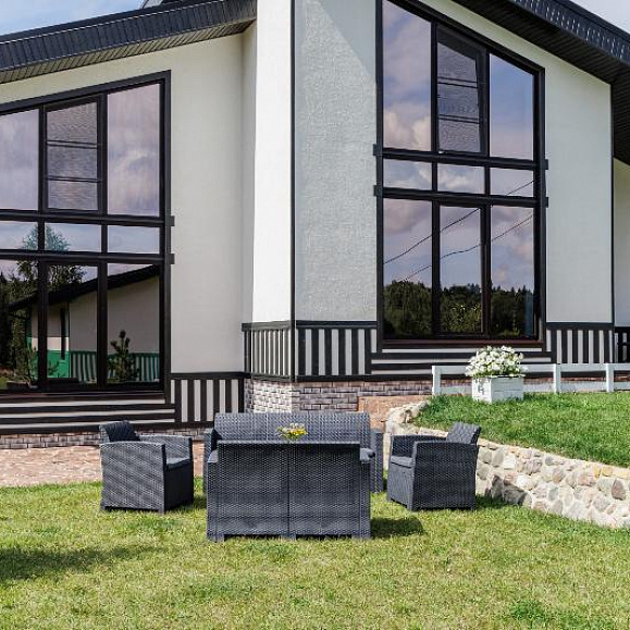 Обеденный комплект Grand Lana L Royal Family из пластика, цвет графит фото 1