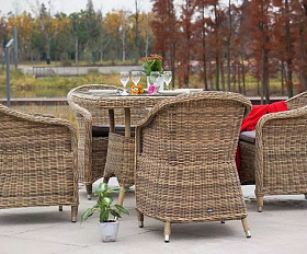 Обеденная группа Фредо 4SIS из искусственного ротанга, цвет соломенный