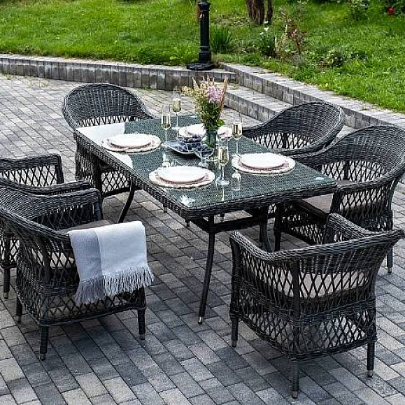 Обеденная Амароне 4SIS группа из искусственного ротанга на 6 персон, цвет графит фото 1