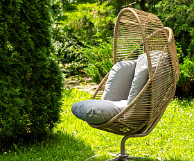 Барселона кресло-кокон из искусственного ротанга, цвет соломенный