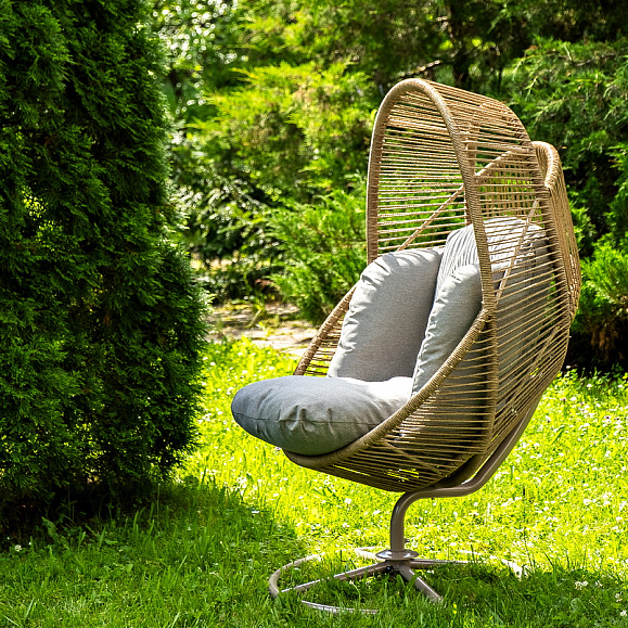 Барселона кресло-кокон из искусственного ротанга, цвет соломенный фото 2