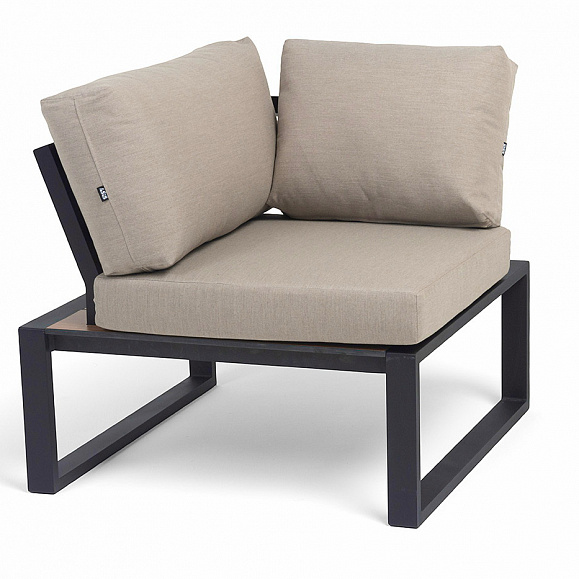 Тулон угловой модуль, каркас алюминий, HPL дуб, черный муар, ткань бежевая 15052 фото 2