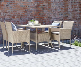 Комплект плетеной мебели AM-196/T196 Beige 4Pcs (4+1)