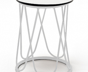 Перу журнальный стол из HPL круглый Ø40 H55, каркас из стали серый (RAL 7024), цвет столешницы дуб