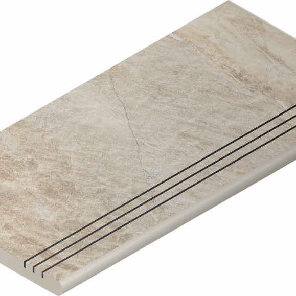 Керамогранитная ступень Italon Манетик X2 Уайт Закругленная Грип Правая 30X60 фото 1