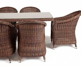 Обеденная группа Эспрессо 4SIS из искусственного ротанга, цвет коричневый