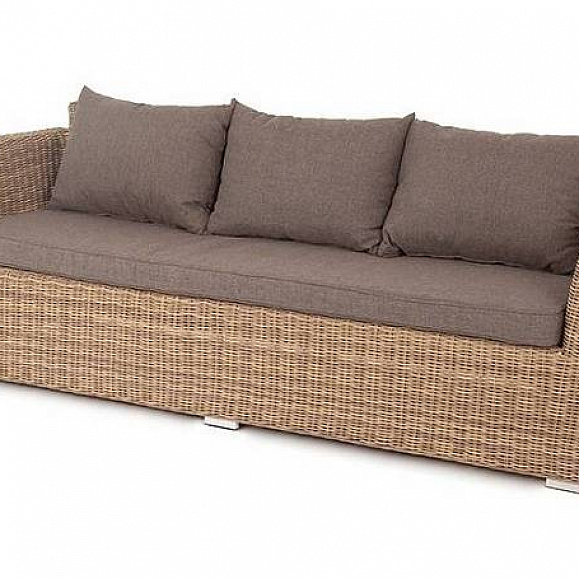 Диван Капучино 4SIS из искусственного ротанга трехместный, цвет соломенный фото 1