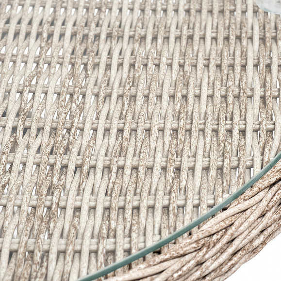 Эспрессо плетеный круглый стол, диаметр 80 см, цвет бежевый фото 7