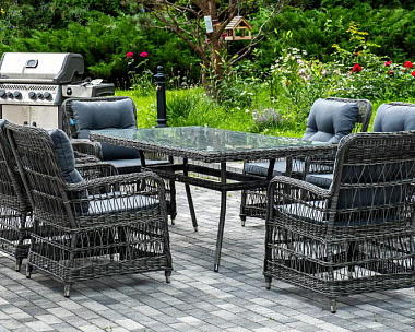 Обеденная Цесена 4SIS группа плетеная из искусственного ротанга, цвет графит