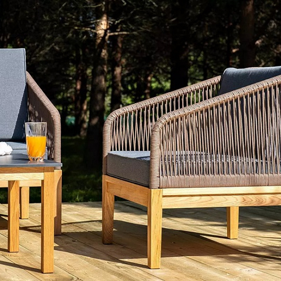 Лаунж-зона 4-местная Канны 4SIS из роупа (веревки), основание дуб, цвет коричневый фото 12