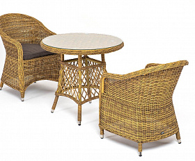 Обеденная группа Эспрессо–80 R 4SIS из искусственного ротанга, цвет соломенный