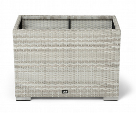 Лунго кашпо для цветов большое плетеное из искусственного ротанга, цвет бежевый