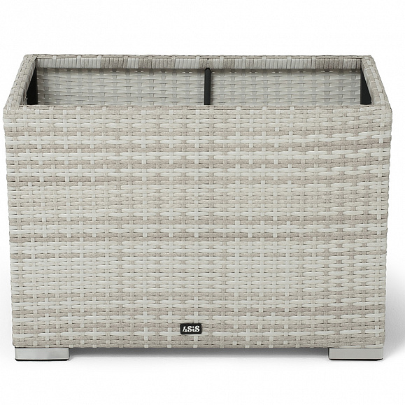 Лунго кашпо для цветов большое плетеное из искусственного ротанга, цвет бежевый фото 2