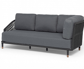 Верона правый-угол модуль плетеный из роупа, каркас алюминий темно-серый (RAL7024) муар, роуп темно-серый круглый, ткань темно-серая 027, L220х89