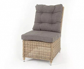 Центральный модуль дивана Бергамо 4SIS из искусственного ротанга, цвет соломенный