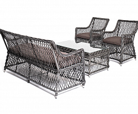 Асти лаунж-зона из искусственного ротанга на 4 персоны, цвет графит
