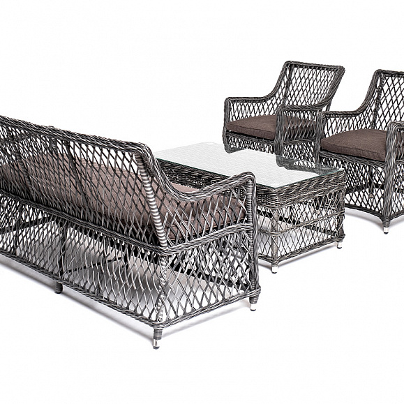 Асти лаунж-зона из искусственного ротанга на 4 персоны, цвет графит фото 3