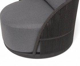 Монтелла кресло плетеное из роупа, каркас алюминий темно-серый (RAL7024) муар, роуп темно-серый круглый, ткань темно-серая 027