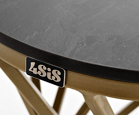 Сантьяго журнальный стол из HPL круглый Ø40 H55, каркас из стали золотой, цвет столешницы серый гранит