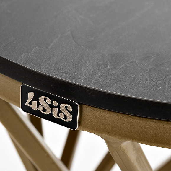 Сантьяго журнальный стол из HPL круглый Ø40 H55, каркас из стали золотой, цвет столешницы серый гранит фото 2