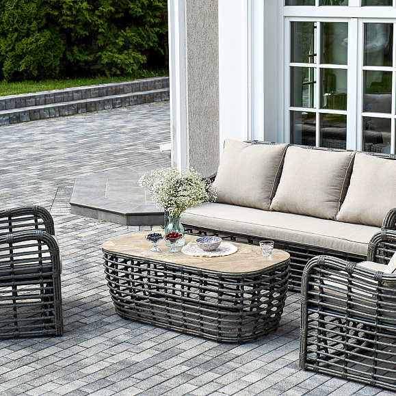 Ницца лаунж-зона из искусственного ротанга, цвет бронзовый фото 1