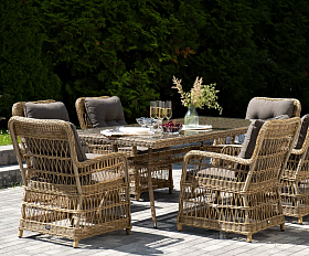 Обеденная Цесена 4SIS группа плетеная из искусственного ротанга, цвет соломенный