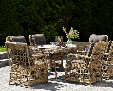Обеденная Цесена 4SIS группа плетеная из искусственного ротанга, цвет соломенный