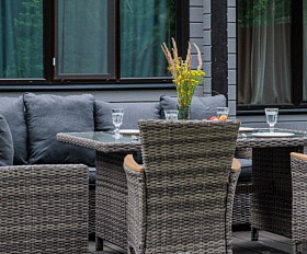 Угловой комплект Zorro Wood Double Royal Family из искусственного ротанга, цвет серый