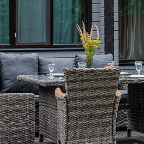 Угловой комплект Zorro Wood Double Royal Family из искусственного ротанга, цвет серый фото 4