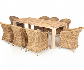 Обеденная группа Арбаро С 4SIS из искусственного ротанга, цвет соломенный