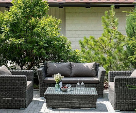 Журнальный столик Капучино 4SIS из искусственного ротанга, цвет графит