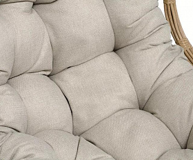 Подвесное кресло Венеция 4SIS из искусственного ротанга, цвет соломенный с бежевой подушкой