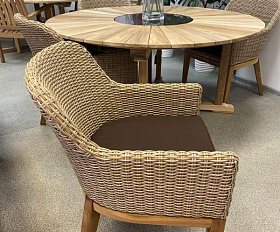 Комплект обеденной мебели Ontario-Catherine Brafritid коричневый/бежевый, тик/искусственный ротанг