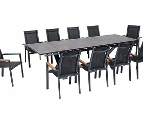 Комплект обеденной мебели Nora-Andy 10N Brafritid антрацит/серый, алюминий/тик