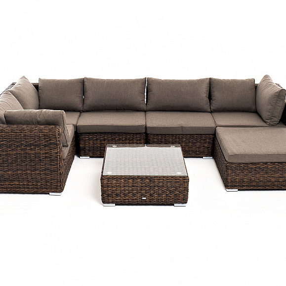 Лунго трансформирующаяся лаунж-зона из искусственного ротанга (гиацинт), цвет коричневый фото 6